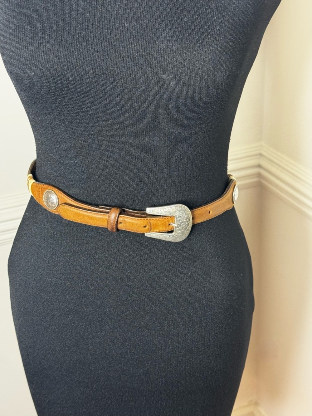 SOLD!! Tony Llama Leather Western Belt with Silver Buckle